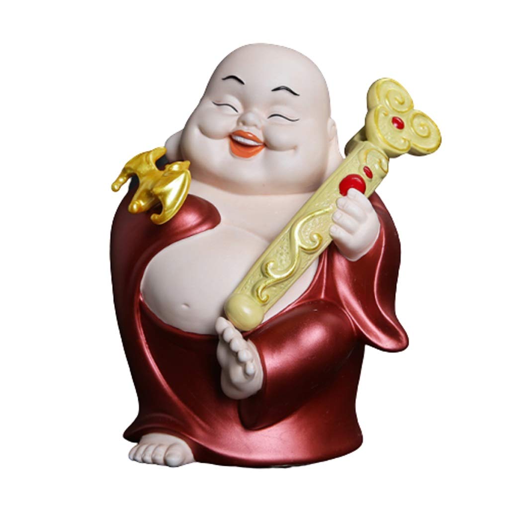 Statue Bouddha Maitreya céramique figurine chinoise Feng Shui ornement art du thé