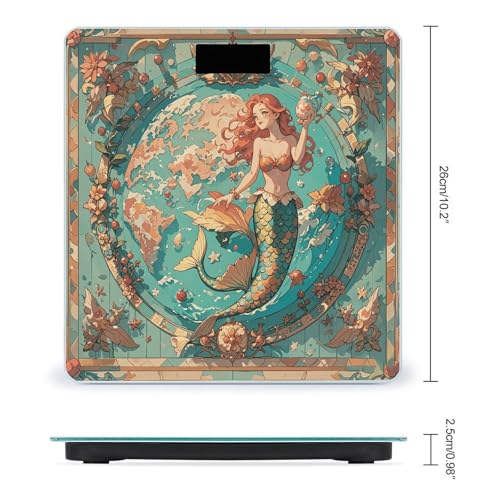 Báscula digital de baño vintage con diseño de mapa y sirenas miniatura 2