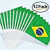 Brazil Stick Flag, ANLEY Brazilian 5x8 inch (12 X 20cm) HandHeld Mini Flag With 12" (30cm) White Solid Pole - Vivid Color and Fade Resistant - 5 x 8 inch Hand Held Stick Flags With Spear Top (1 Dozen) #5