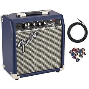Fender Frontman 10G Guitar Combo Amplifier – Midnight Blue Bundle with Instrument Cable and Picks