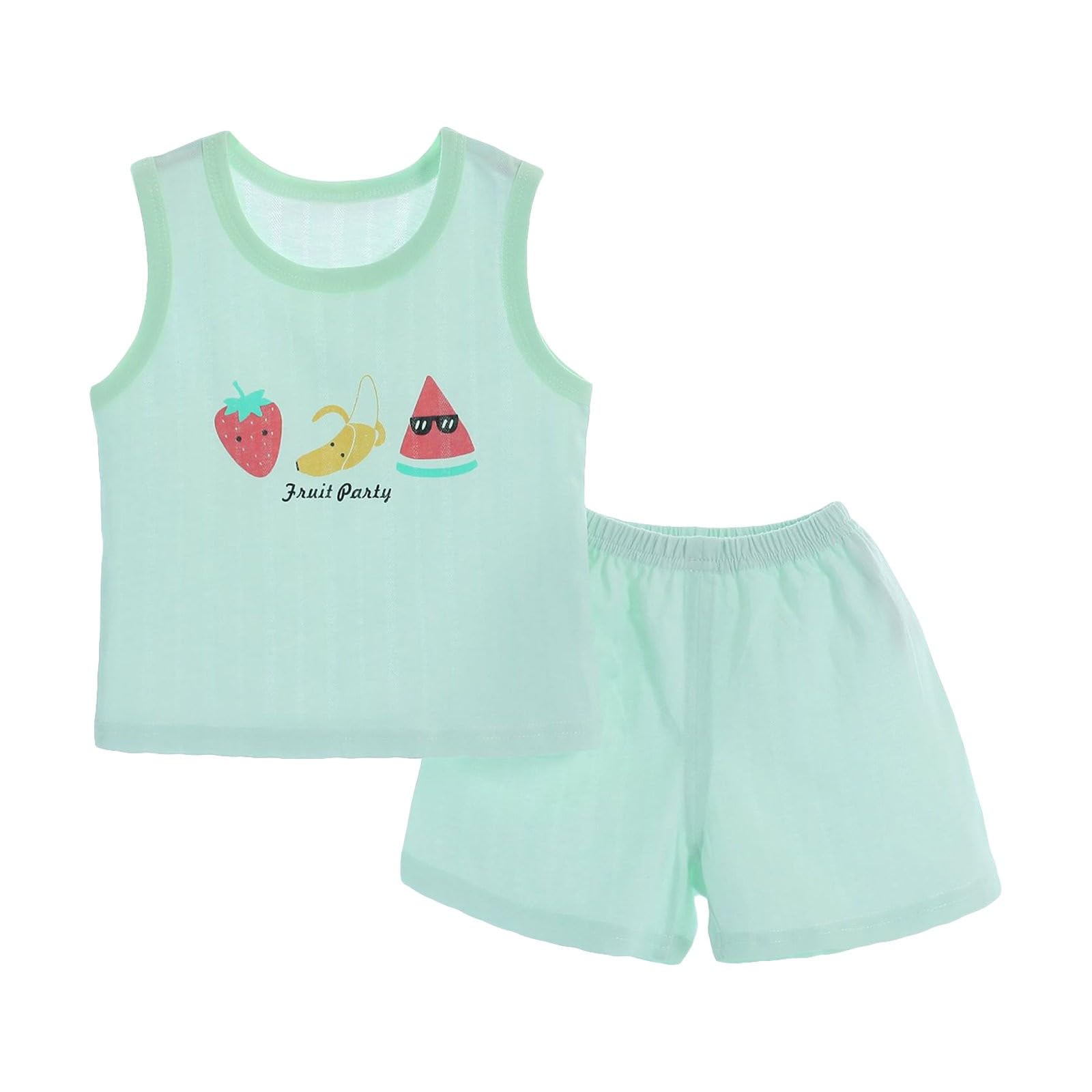 Conjunto de ropa interior transpirable para niños y niñas, camiseta de tirantes, pantalones cortos con estampado de frutas para bebés de 0 a 3 años