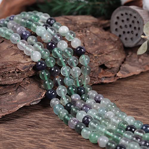 Nupuyai Fluorite 8mm Round Crystal Stone Beads for Jewelry Making DIY Bracelet Necklace Polished Stone Loose Beads Strand 15" - Image 3