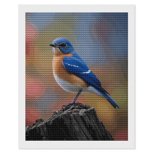 Peinture diamant Eastern Bluebird FodPand 5D pour adultes, kit d'art complet rond 40cm