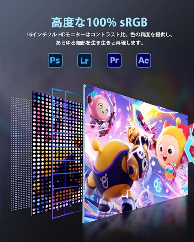 undefined EVICIV モバイルモニター 16インチ ゲーミングモニター120Hz 1ms高速応答 1920x1200FHD 16:10非光沢IPS液晶パネル スイッチ用モニター モバイルディスプレイ 薄型 軽量 狭額縁 100%sRGB HDRモード VESA対応 ブルーライト機能 USB/Type-C/標準HDMI端子 PS4/PS5/XBOX/Switch/PC/Macなど対応 の商品画像 2