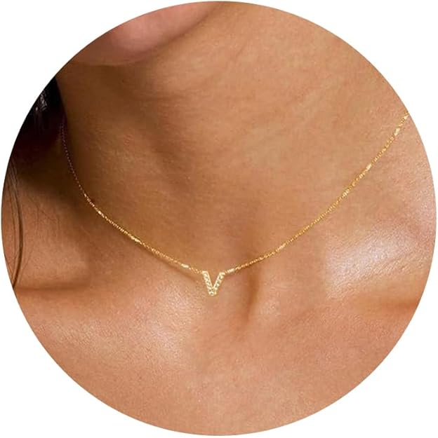 Initial Heart Necklaces for Women - Dainty Cute Necklace Small Layered 14K Gold Plated A-Z Letter CZ Pendant Trendy Satellite Chain Necklaces for Women Non Tarnish Gold Jewelry Set Gift