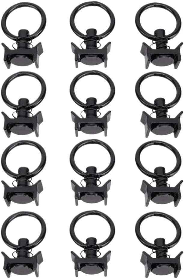 12pcs L Track Single Stud Fitting with Round Ring 4000 Lbs L Track Rail Tie Down O Ring Compatible with Trailer Cargo Control