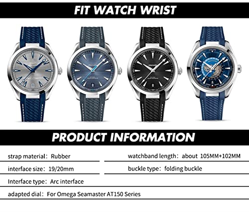 Bracelets de montre en caoutchouc silicone 20mm Seamaster AT150 - 5