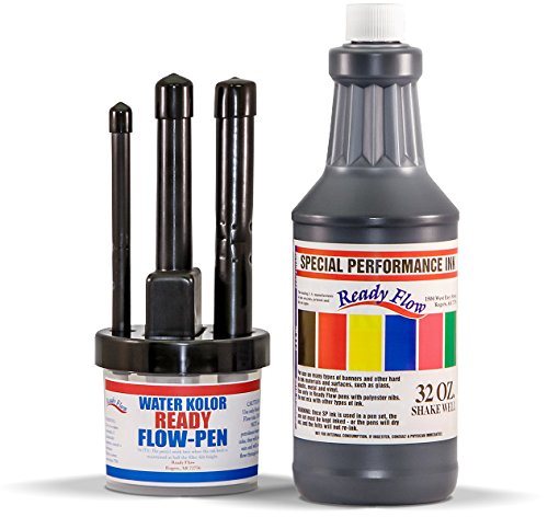 Refillable Canister Trio Marker-Pen Set Black, packed 1 with 32oz. Bottle of Ink