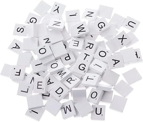 Miniatura 1 de 100 piezas de azulejos coloridos de madera mezcla letras alfabeto barnizado (blanco) rompecabezas de madera