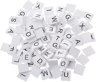 KUYYFDS 100Pcs Wooden Colourful Tiles Mix Letters Varnished Alphabet (White) Wooden Jigsaws