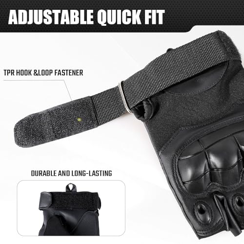 AXBXCX Fingerless Tactical Gloves for Men Women for Airsoft Paintball Cycling Motorcycle Summer Half Finger Gloves Black L - Thumbnail 4