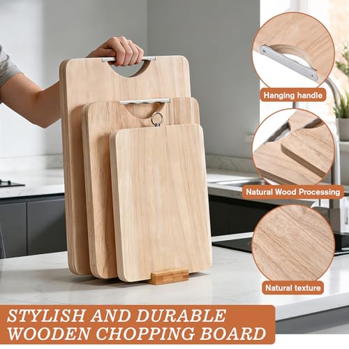 Set de tablas de cortar de madera con soporte y 3 piezas miniatura 3
