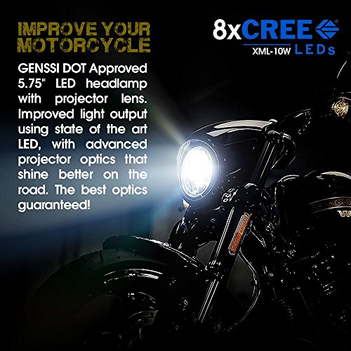 Genssi 5 Inch Led Headlight Lamp 5 3/4 Inch Round Dot Chrome H5006 H5001 #TOP3