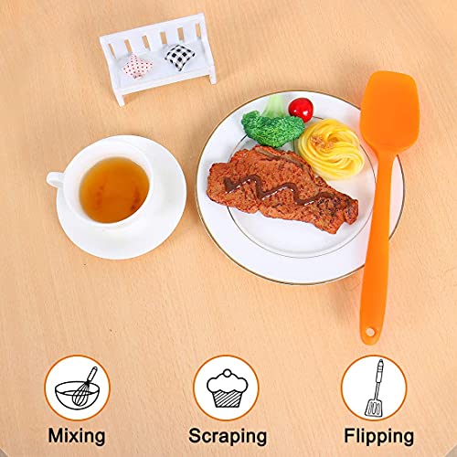 Image of Silicone Spatula Set Silicone Kitchen Utensils Set with Basting Pastry Silicone Brush Heat Resistant Non-Stick, for Cooking Baking Cake Decorating, Rubber Spatula Turner Spoonula, 5 (Orange)