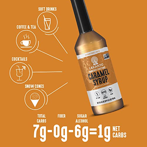 Lakanto Sugar Free Simple Flavoring Syrup - Monk Fruit Sweetener, Perfect For Coffee, Cocktails, Snow Cones, Sodas, Other Drinks, Keto Diet Friendly, 1G Net Carb, Vegan (Caramel - 25.4 Fl Oz) #TOP3