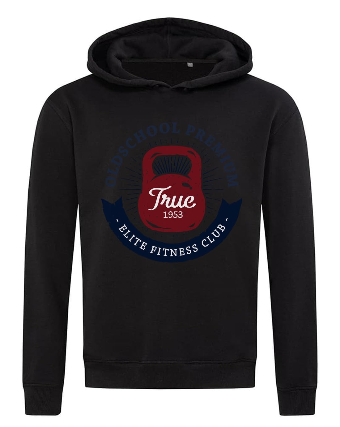 Old School Premium True Elite Fitness Club Sweat à capuche en coton mélangé Noir
