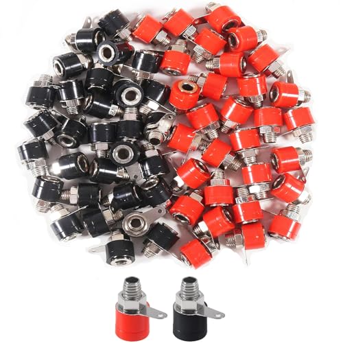 60 conectores banana plug 4mm (rojo+negro) miniatura 1