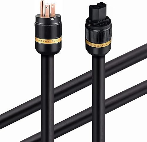 Cable de alimentación HiFi MBU1606 de Viborg, 4.9 pies, 5N OFC 6 mm Core, blindaje de cobre de 0.63 pulgadas + 2 capas de lámina de cable de