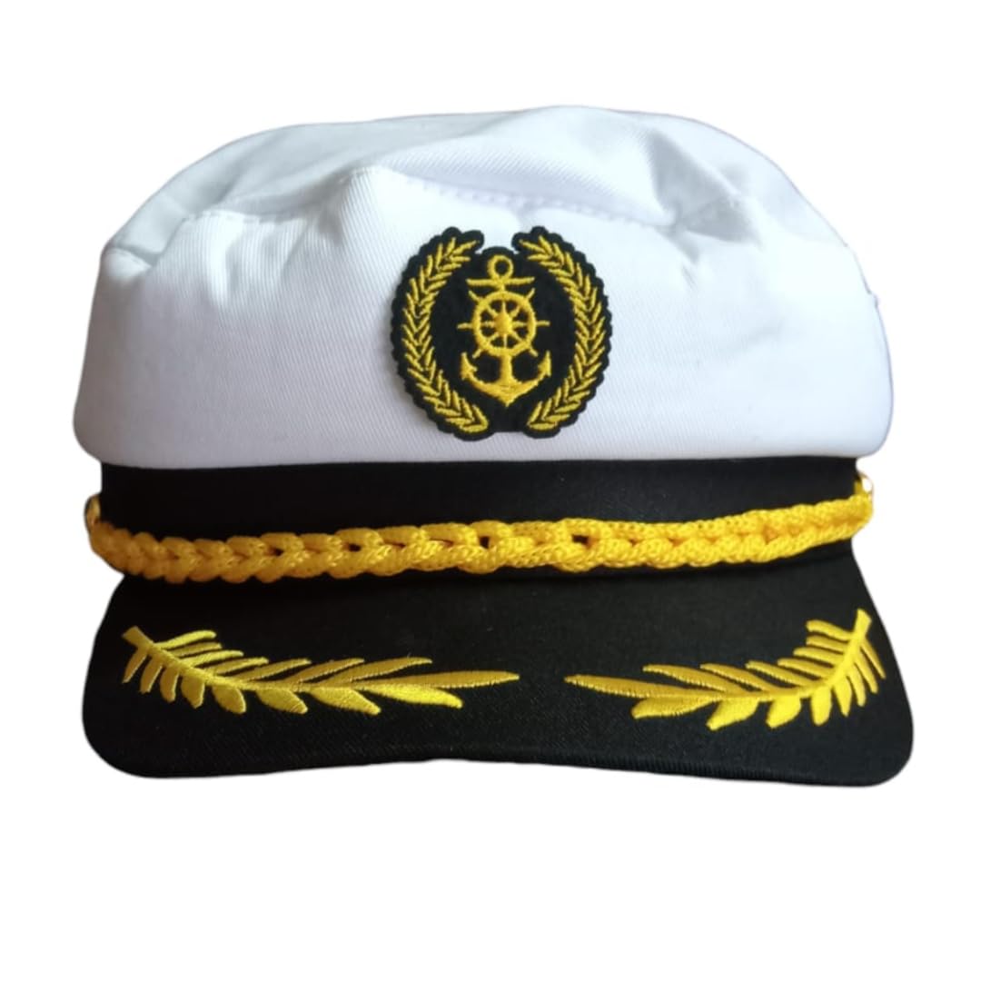 GenericMerchant Navy Adult Yacht Boat Ship Sailor Costume Hat Cap Navy Marine - White for Mariners