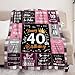 40th Birthday Gifts for Women, Unique Happy Birthday Fleece Throw Blanket 50