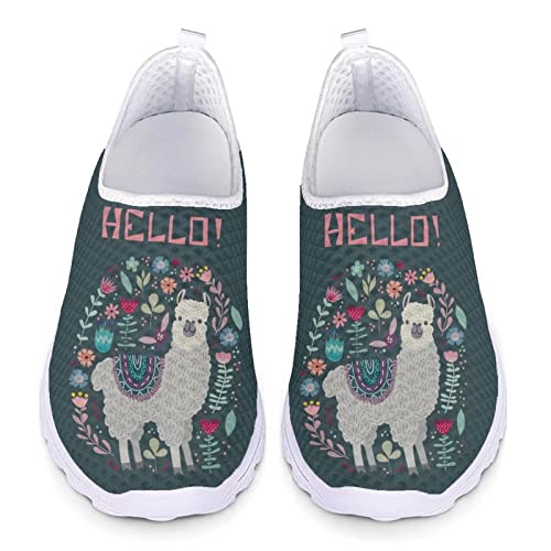 POLERO Bonitos Zapatos de Llama para Mujer, Zapatillas de Alpaca Florales, Ligeros y Transpirables, para Caminar, Informales, EU36