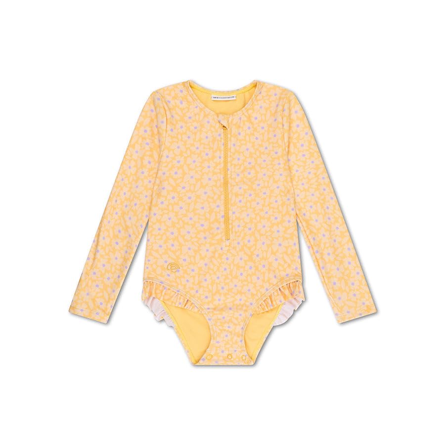 Swim Essentials | Camiseta de natación UV Amarilla con Estampado Floral de Manga Larga