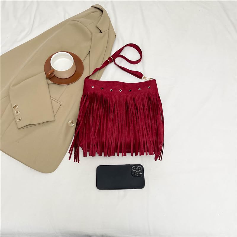 Women Tassel Shoulder Bag Adjustable Strap Suede Leather Retro Crossbody Bag Vintage Messenger Bag Female Shopping B3