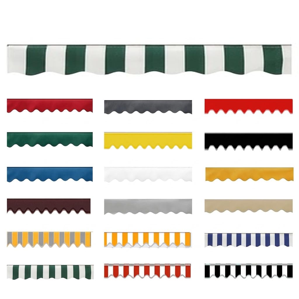 Replacement Awning Valance UV Resistant,Waterproof Fabric Strip Valance Only 26cm Height Durable Scalloped Valance for Awnings Replacement Accessory for Outdoor,Stripe 4,W310xH26cm