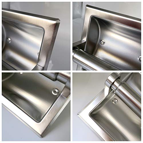 M2Cbridge 18/8 Stainless Steel Hotel Style Brushed Nickel Recessed Bathroom Toilet Paper Holder With Rear Mounting Bracket For Wooden/Cement Wall #TOP6