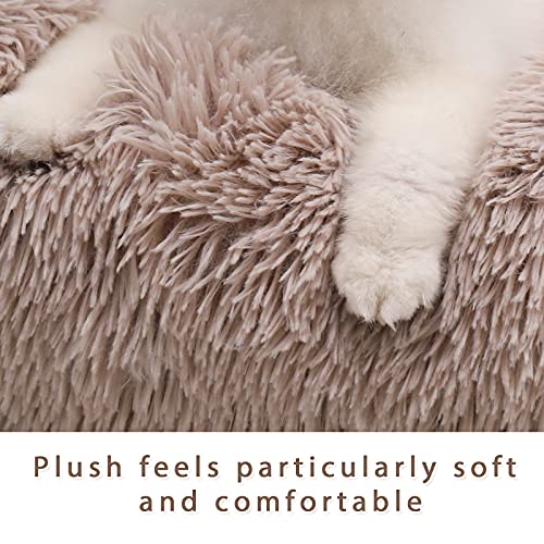Wayimpress Calming Dog Bed For Small Dog & Cat, Comfy Washable Round Plush Puppy Bed With Fluffy Faux Fur For Anti Anxiety And Cozy (20X20 Inch, Coffee) #TOP4