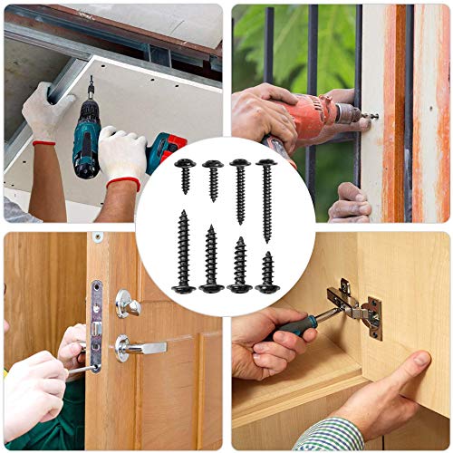 240 Stück Linsenkopf-Blechschrauben,M3 M4 schwarze Blechschrauben Sets Rundkopf Kreuz-Senkkopf-Maschinenschrauben… – Bild 7