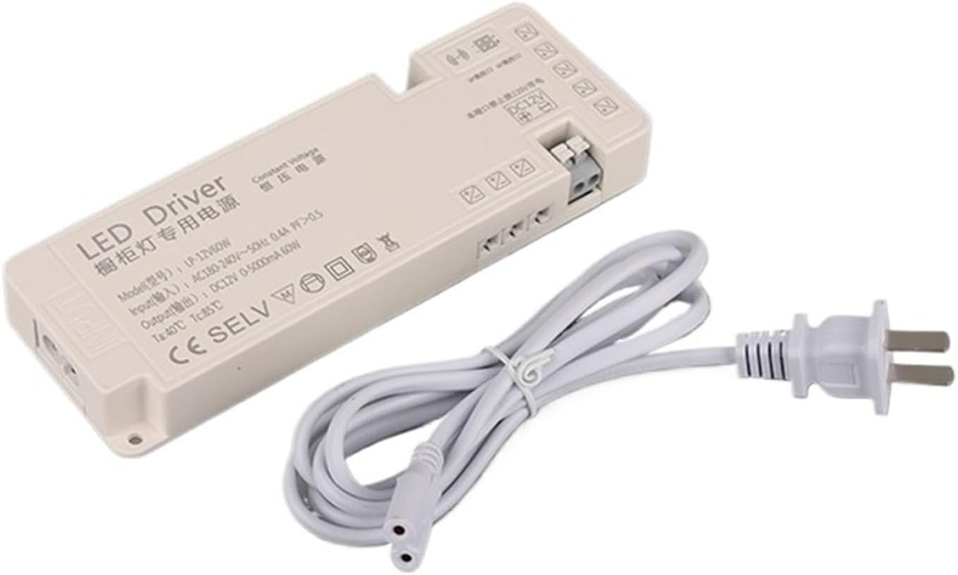 Ultra-Thin Wardrobe lamp Dedicated Power Supply 12V Wine Display Cabinet Layer lamp with Master Control Induction Switch Transformer(DC12V-60W-8 Ports)