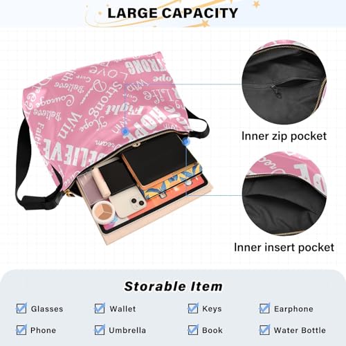 Unisex Shoulder Bag Crossbody Handbag Breast-cancer-awareness Women Casual Hobo Bag Lightweight PU Leather Tote4