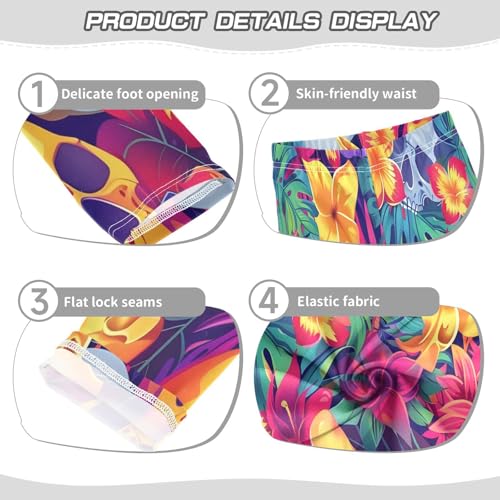 Bolaz Toddler Girls Leggings Printed Yoga Pants Leggings Flowers and Skulls for Kids3