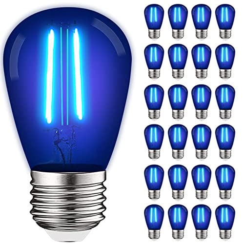 LUXRITE S14 Edison LED Blue Light Bulbs, 0.5W, Colored LED Bulbs (24 Pack)