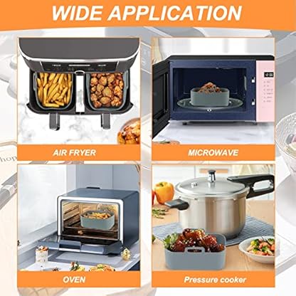 BYKITCHEN 2PCS Silikonform Heißluftfritteuse für Ninja Dual, Air Fryer Zubehör für AF300EU, wiederverwendbarer Rechteckig Silikon-Backkorb für Ninja Foodi 2 Frittierfächern Heißluft-Fritteuse – Bild 8