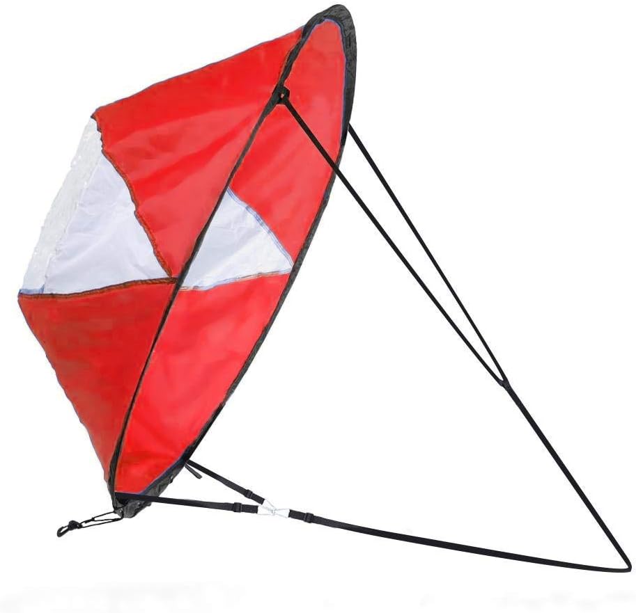 Olilio 42 inches Downwind Wind Sail Kit Kayak Wind Sail Kayak Paddle Board Accessories,Easy Setup & Deploys Quickly,Compact & Portable (Red-1)