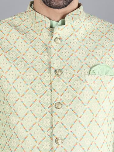 Image of Uri and MacKenzie Men's Silk Blend Kurta Pajama with Designer Ethnic Nehru Jacket /Modi Jacket