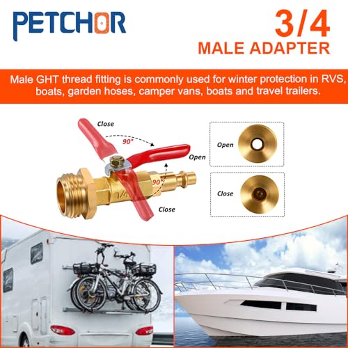 Image of 2PCS Winterize Quick Adapter with Ball Valve, RV Winterizing Kit for Trailer, Boat, Camper, Air Compressor