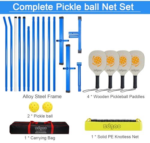 Zdgao Pickleball Set with Net - 22FT Full Court Net with 4 Paddles Set - image 4