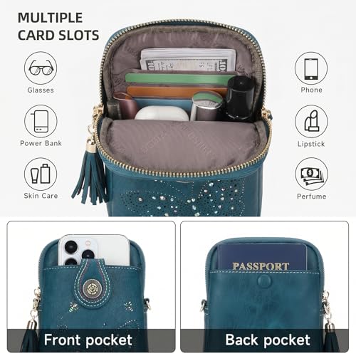 Image of KITEVIUN Small Crossbody Bags for Women, Lightweight Mini Cute Cell Phone Purse for Women with Tassel Shining Butterfly