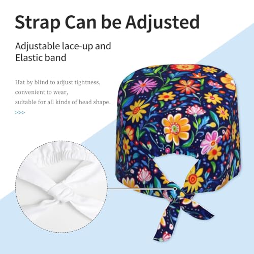 Image of Adjustable Scrub Cap with Sweatband, Breathable Working Hat for Men /Women