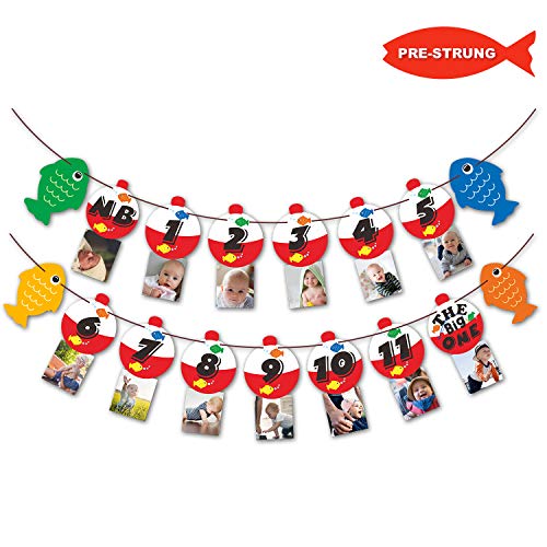 Yaaaaasss! The Big One Bobber Gone Fishing Baby Monthly Photo Banner Little Fisherman First Year Milestone Boys Photo Props Party Cake Smash Decoration Supplies