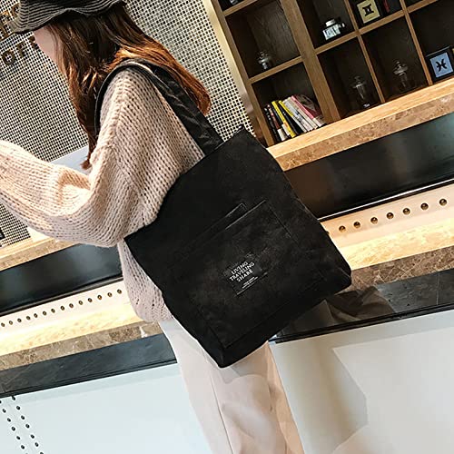 Women's corduroy shoulder bag striped fabric handbag casual zipper handbag messenger bag4
