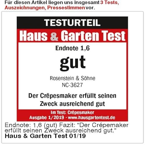 Foto von Rosenstein & Söhne Crepe Maker: Elektrischer Medium-Crêpes-Maker, 650 Watt, Ø 23 cm (Crepesmaker, Crêpes-Pfannen elektrisch, Waffeleisen)