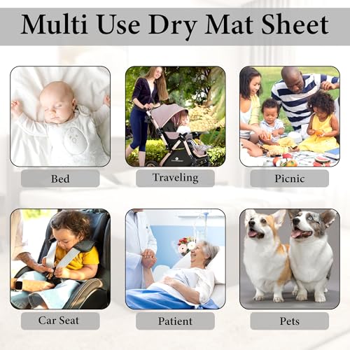 Image of GLUN Quick Dry Absorbent Baby Bed Sheet for Mattress Protector, Pack of 1 Baby Gray Bed Sheet, Size 70x100cm, Waterproof, Quick Drying Material, Anti-Itching Cloth