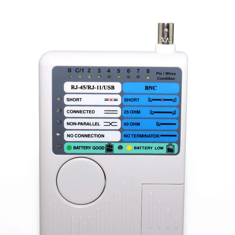 Tester per cavi di rete multifunzione professionale 4 in 1 RJ45/RJ11/USB/BNC LAN, Cat5 Cat6