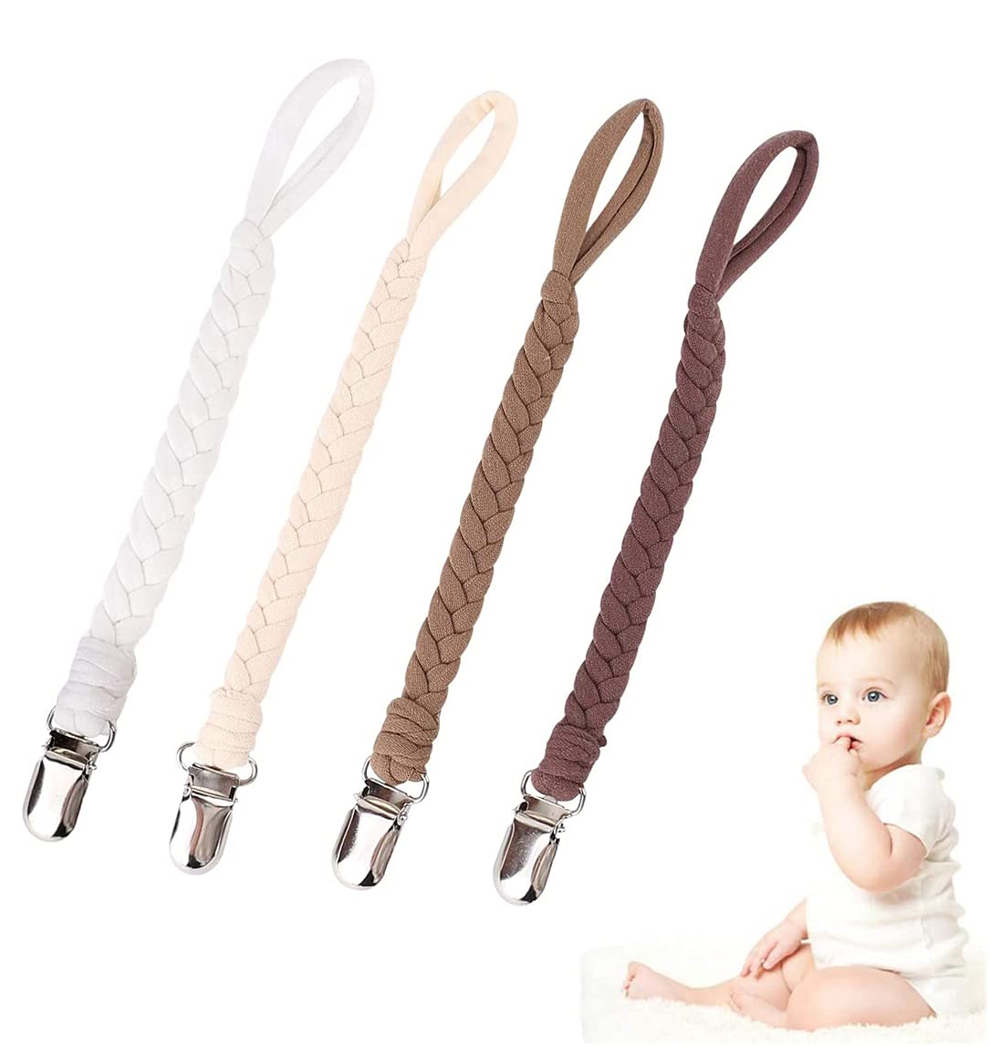 4PS Pacifier Clips by Babies Designs Universal Holder Leash for Boys and Girls,Teething Toy or Soothie Baby Multicoloured Clip Chain Washable Soother Leash for Unisex Newborn Boys