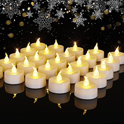 Homemory recargable LED luces de té, 24 unidades, sin llama velas vela con luz blanca cálida luz parpadeante, diámetro 1,4 "eléctrico Fake vela para portavelas, boda, fiesta, mesa, diningroom, regalo Cover