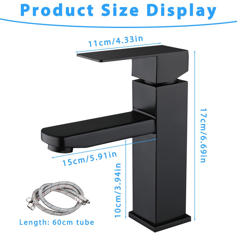 Mineup Baño Grifo Negro, Grifo Lavabo Negro, Grifo Lavabo Cascada Con Dos Mangueras, Grifo Bañera Baño, Monomando De Lavabo